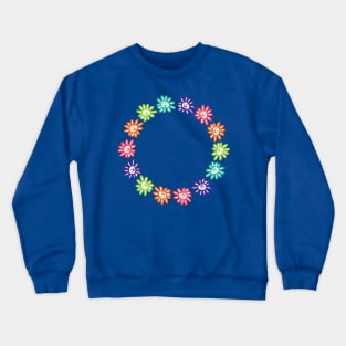 Daisy Flowers Smiley Face Ring Crewneck Sweatshirt